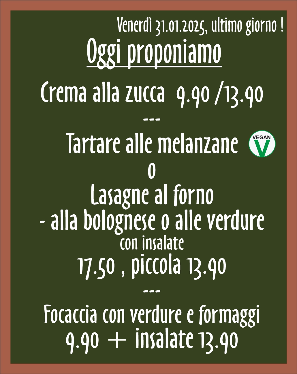 menu del giorno